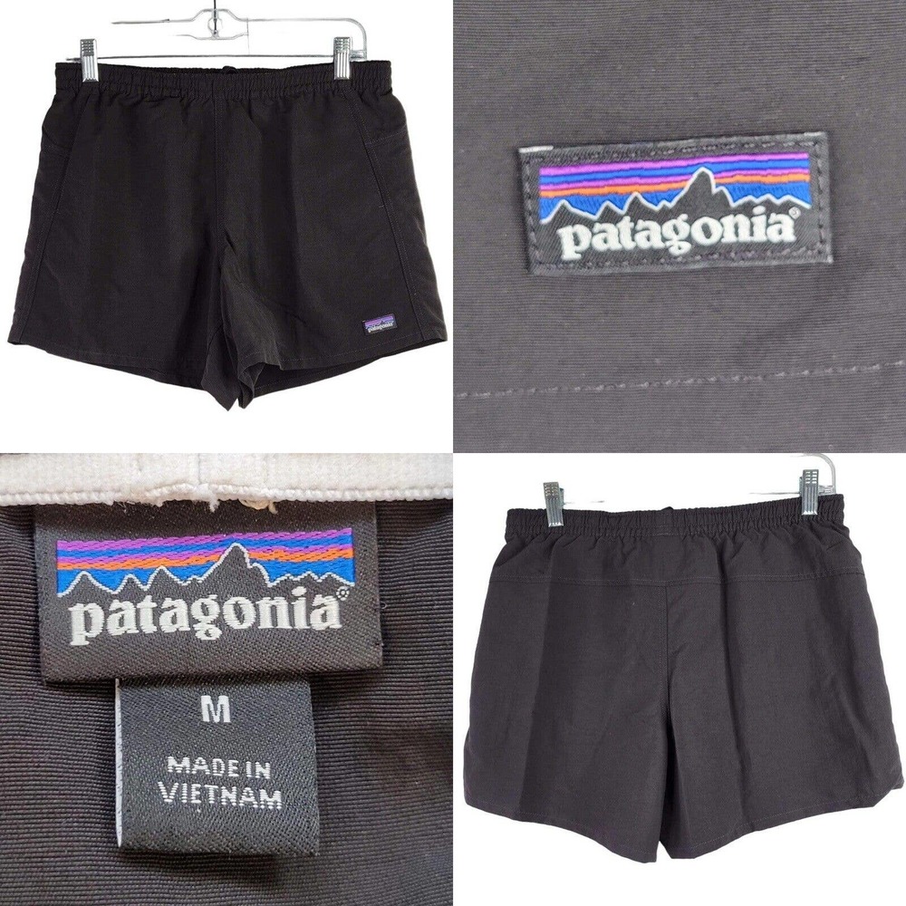 Patagonia Womens 5” Shorts Baggies MEDIUM 32 Black Nylon Pockets Logo